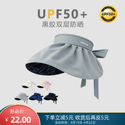 UPF50+双层黑胶防晒空顶帽子女夏遮阳防紫外线户外出游贝壳帽