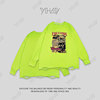 yhay2024春装荧光绿欧美破口复古风图案字母，潮牌休闲长袖t恤