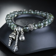 石玥珠宝 天然绿幽灵手链原创设计银福袋招财平安护身符水晶手串