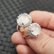 祥和珠宝玉石戒指冰种白玉髓圆形戒指玉髓玛瑙活口戒指玉指环