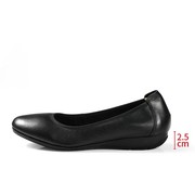 春季 皮鞋德赛单鞋女职业空姐上班黑色平跟圆头纯色PU穆勒鞋