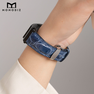 momodiz适用华为B7表带手表配件B6表带智能运动轻型鳄鱼皮真皮替换带高级男女智能腕表带蝴蝶扣非