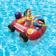 网红游泳圈卡通儿童游泳船，水上充气救生座圈，泳池打水仗宝宝喷水车