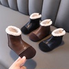 儿童雪地靴2023冬季女童纯色加绒短筒加厚可爱低帮公主靴棉靴