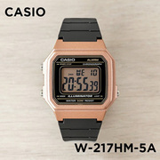 卡西欧手表CASIO W-217HM-5A潮流户外运动电子表复古玫瑰金小方表