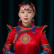 蒙古族女成人儿童款红色藏族额头链发饰品眉心坠民族异域风情头饰
