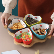 糖果拼盘陶瓷零食碗茶点，甜品碗组合带托盘自助干果盘甜点手绘草莓