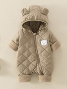 6一12月婴儿冬装男加绒连体薄棉衣8可爱女宝宝衣服冬季保暖外出服