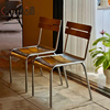 北欧铁艺椅子餐厅餐椅简约复古家具，金属休闲椅咖啡厅实木靠背椅子