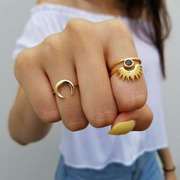 欧美时尚小巧小众设计百搭小雏菊太阳花戒指女钛钢食指指环中指