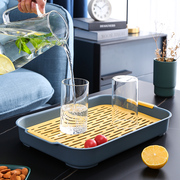 水杯子沥水盘，家用客厅双层托盘长方形茶盘，水果盘塑料创意沥水篮架