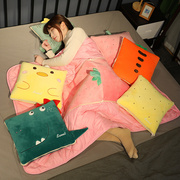 卡通水果草莓菠萝公仔，毛绒玩具抱枕两用被折叠空调被靠垫夏凉被