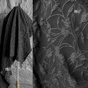 黑色花纹不规则提花立体肌理布料高档包包裙子礼服服装设计师面料
