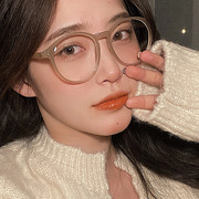 日本顶奢Coop Koop时尚米钉圆形眼镜框韩版个性奶茶色眼