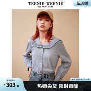 TeenieWeenie小熊甜美气质少女感木耳边长袖春日衬衫新疆棉兔年女