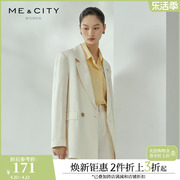 mecity女装夏季优雅商务气质收腰米白色西装，外套女536883