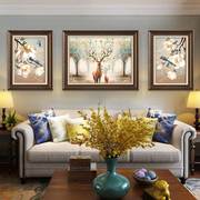 美式装饰画客厅沙发背景墙壁画，欧式大气三联酒店，简欧挂画麋鹿油画