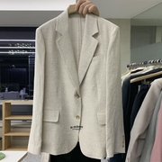 棉麻小西装外套，女2023年夏季韩版宽松休闲时尚百搭单排扣西服