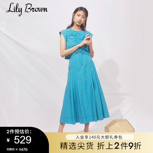 lilybrown春夏法式优雅无袖褶皱上衣，两件套连衣裙lwfo212067