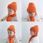 宝宝保暖套装男童帽子围巾，两件套儿童冬天围脖女童，韩版婴儿毛线帽