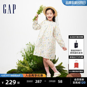 gap女童2024春夏花卉图案，泡泡袖a型，连衣裙儿童装长裙890489