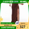 香港直邮潮奢topshop女士，紧身前扭纹长款巧克力色半身裙