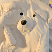 peterwoo简单小熊设计感立体熊熊冬季厚款立领宽松大码情侣棉衣