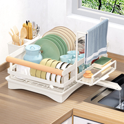 厨房置物架碗碟沥水架，导流排水碗碟架多功能，家用台面单层餐具架子
