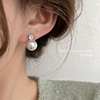 gmi大珍珠锆石三角耳夹无耳洞，女2024小众，耳环高级感耳钉耳饰