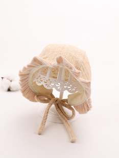 婴儿帽子秋冬季纯棉3-22个月可爱女宝宝公主针织毛线帽女童护耳帽