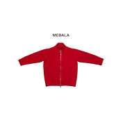 MEBALA男女童针织开衫立领新年装加厚高领儿童红色羊毛衣拉链外套