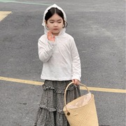 2024韩系女童针织长袖卫衣春季女宝宝蕾丝连帽上衣洋气010