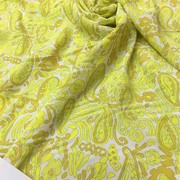 植物纤维印花布料亮色荧光黄腰果(黄腰果，)纹样春夏水彩女装连衣裙女童面
