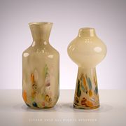 高级轻奢中古风琉璃花瓶，摆件现代创意手工，玻璃花器客厅插花装饰品