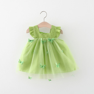 女宝宝裙子0-2-3岁4女童夏装1婴儿蝴蝶衣服洋气6个月女童公主裙