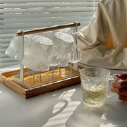 冰川纹玻璃杯具套装家庭，用待客厅带把手柄喝水杯子咖啡杯架ins风