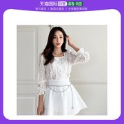 韩国直邮Sweetglam布尼克珍珠泡泡袖雪纺衫