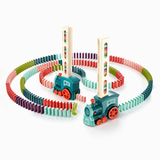 新年礼物多米诺骨牌车自动放牌男孩益智积木电动小火车宝宝玩具