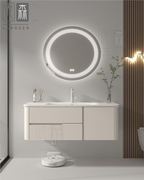 圆弧可丽耐一体盆浴室柜组合橡木现代简约亚克力智能卫浴洗手盆柜