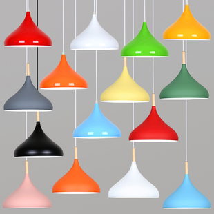 现代简约餐厅吊灯创意个性，饭店餐饮店，商用单头工业风彩色北欧灯罩