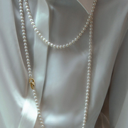 轻奢双层叠戴淡水珍珠项链长款女小香风串链天然珍珠串毛衣链