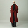原创设计师品牌女装红色双面呢大衣100%羊毛2023秋冬设计感外套