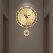 中式挂钟客厅创意家用时钟，2023时尚挂表纯铜现代高档装饰钟表