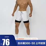 辉先生夏季冰丝内衬三分裤男假两件速干透气健身体育休闲运动短裤