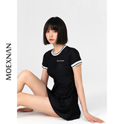 连体泳衣女韩国黑色裙式性感短袖学生小胸保守遮肚显瘦泡温泉