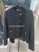 ZARA女装国内10月圆领纹理短款秋冬外套5854225 5854/225