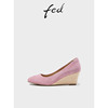 fed坡跟高跟鞋，2023年春季女鞋，浅口法式粉色单鞋r0225-yac030