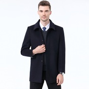 男装羊毛大衣中老年干部款外套爸爸装中长款羊绒大衣一件2021