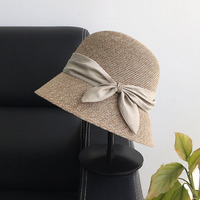 日本女士夏季防晒uv帽子遮阳帽太阳帽，蝴蝶结草帽盆帽渔夫帽可折叠