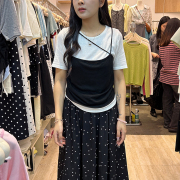 十三行女装2024夏款韩系时髦减龄套装女吊带背心短袖T恤两件套